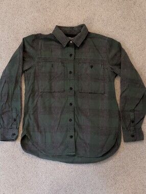 REI Co-op Women's Green Flannel Plaid Long-Sleeve Button-Down Shirt